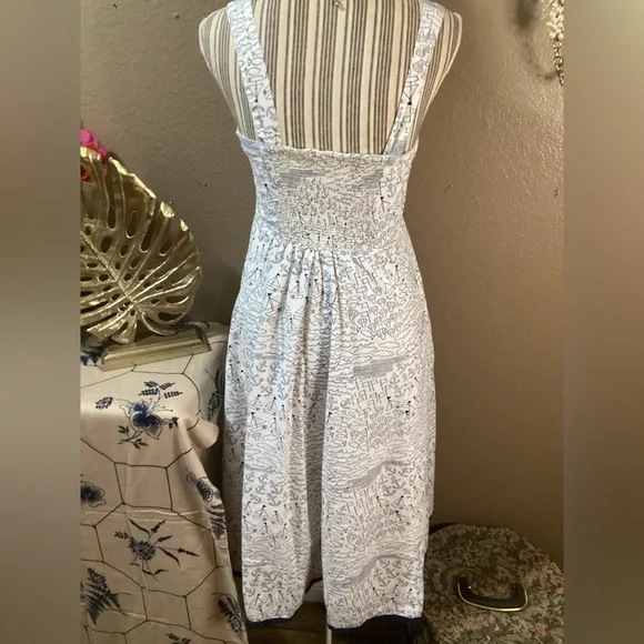 VINTAGE Navy and White Fit & Flare Dress - Picture 4 of 15